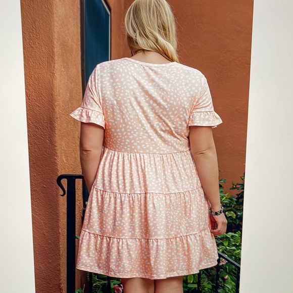 Pink White Flowy Babydoll Mini Dress Plus Size 2X - Picture 2 of 5